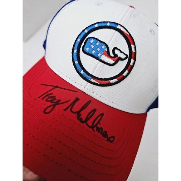 Vineyard Vines Patriotic Trucker Hat - Whale Red White Blue Low Pro Perf Mesh - Picture 5 of 6